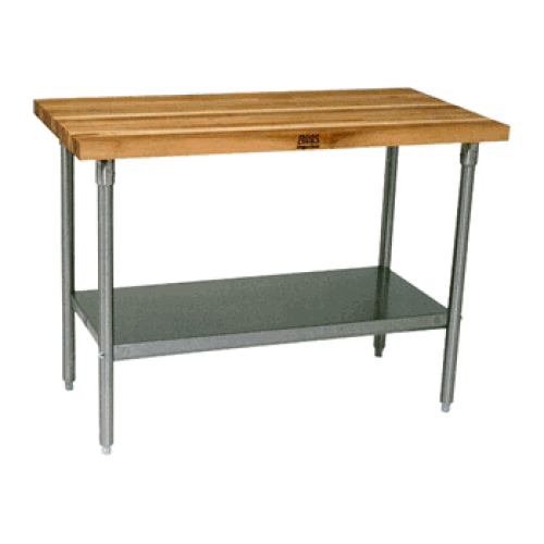 John Boos HNS17 - 60" X 36" Butcher Block Work Table W/ Galvanized Undershelf