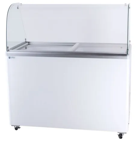 48" Curved Glass Ice Cream Dipping Cabinet - 8 Cans
