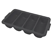 Thunder Group 4-Compartment Black Cutlery Box [PLFCCB001B]